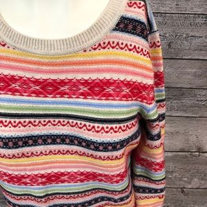 Talbots Fair Isle Multi-Color Stripe Sweater, S